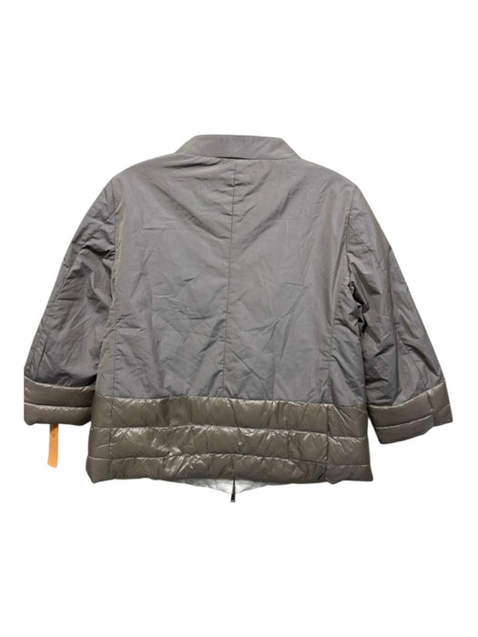 Herno Size M / 42 Taupe & White Polyester Blend 3/4 Sleeve Gold Zipper Jacket Taupe & White / M / 42