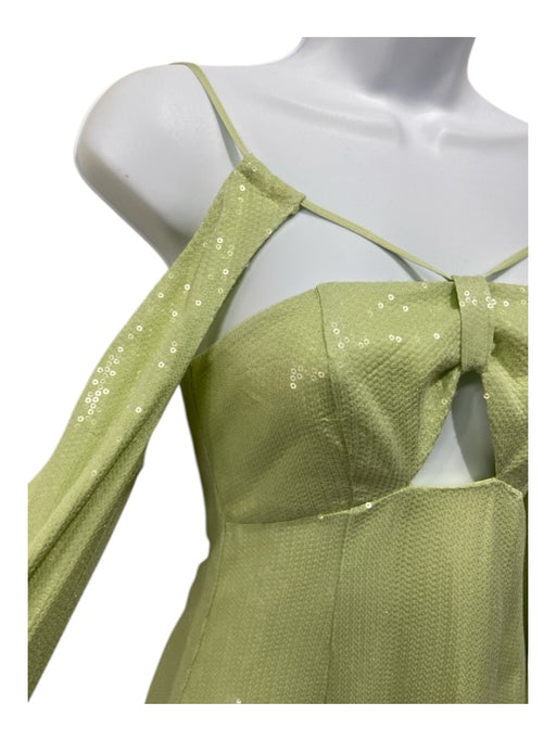 Alice McCall Size 2 Light Green Viscose & Rayon Mini Sequin Cold Shoulder Dress Light Green / 2