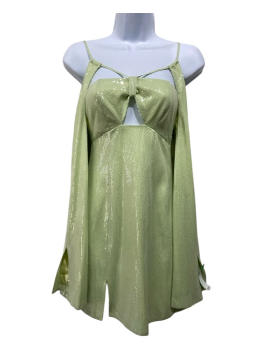 Alice McCall Size 2 Light Green Viscose & Rayon Mini Sequin Cold Shoulder Dress Light Green / 2