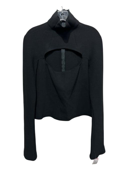 A.W.A.K.E. Mode Size 44 Black Polyester Blend Zip Back Mock Neck Long Sleeve Top Black / 44
