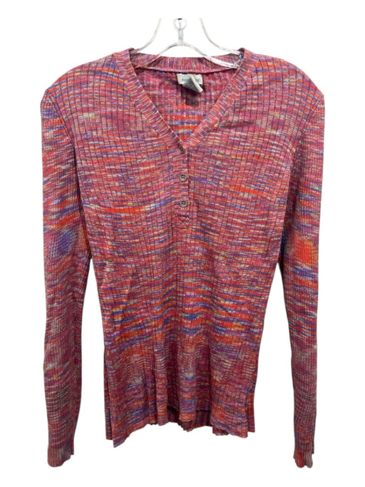 Sundance Size S Pink, Blue, Green Cotton Ribbed Buttondown Abstract Cardigan Pink, Blue, Green / S