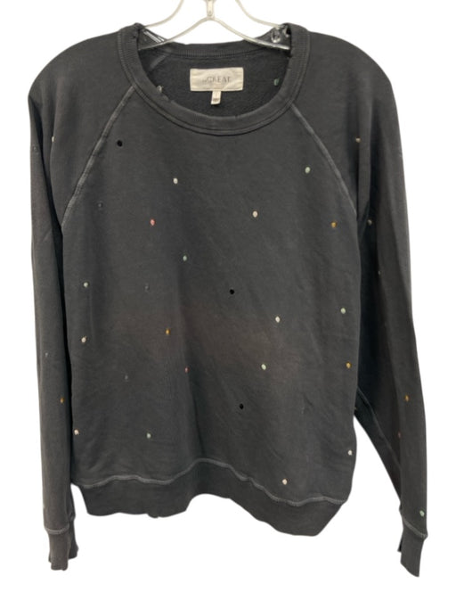 The Great Size 1 Gray & multi Cotton Embroidered Polka Dot Crewneck Sweater Gray & multi / 1