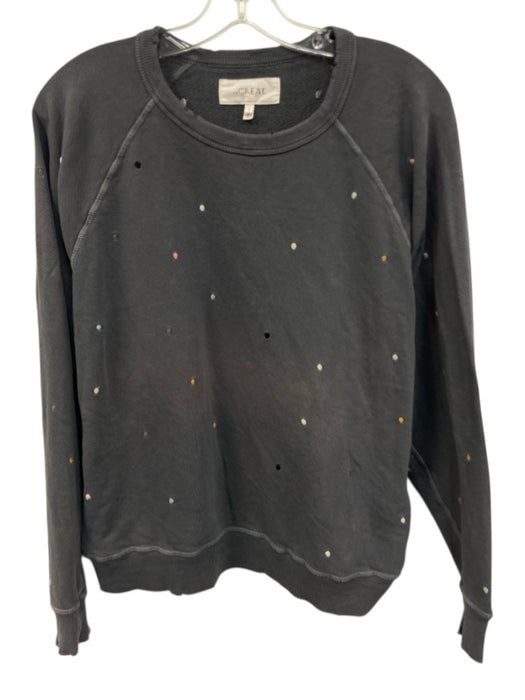 The Great Size 1 Gray & multi Cotton Embroidered Polka Dot Crewneck Sweater Gray & multi / 1