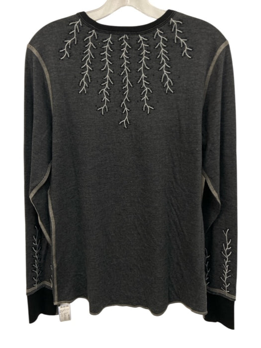 Alp N Rock Size L Gray, Black & White Cotton Blend Heathered Embroidered Top Gray, Black & White / L