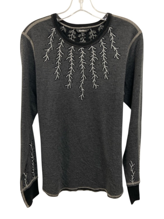 Alp N Rock Size L Gray, Black & White Cotton Blend Heathered Embroidered Top Gray, Black & White / L