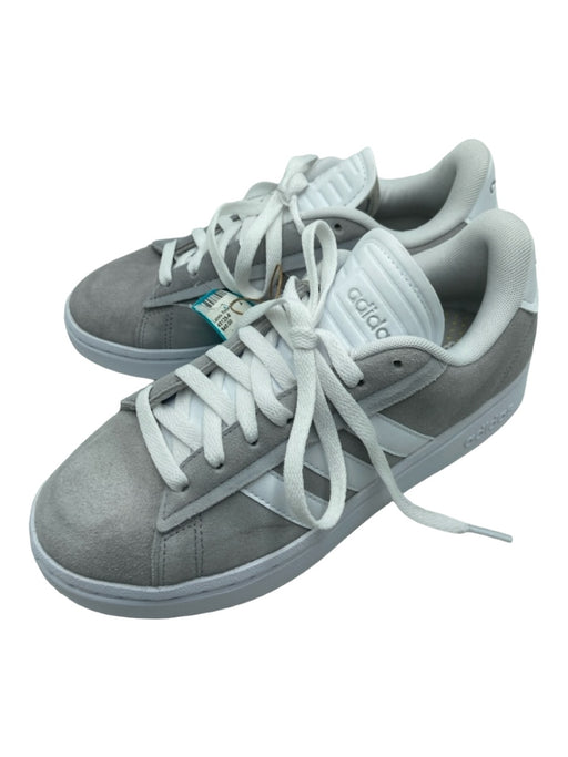 Adidas Shoe Size 7 Gray & White Suede round toe 3 Stripe Lace Up Sneakers Gray & White / 7