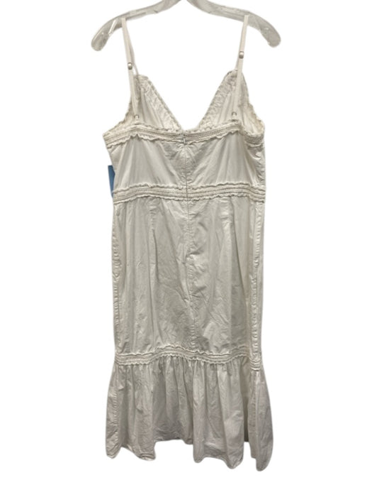 Lovers + Friends Size XL White Cotton Blend Sleeveless Lace Trim Voile Dress White / XL