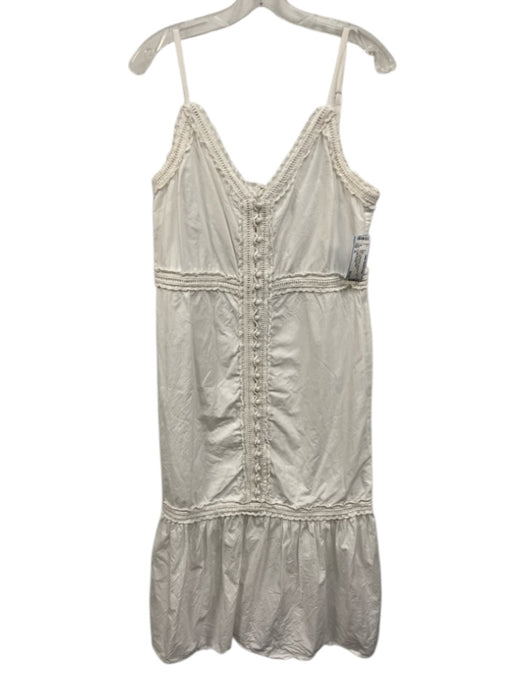 Lovers + Friends Size XL White Cotton Blend Sleeveless Lace Trim Voile Dress White / XL