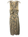 Anna Cate Size L Cream & Blue Viscose & Cotton Criss Cross V Neck Floral Dress Cream & Blue / L