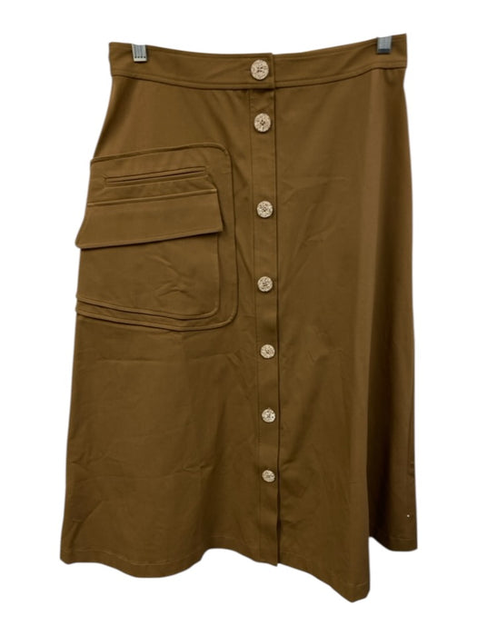 Pearl by Lela Rose Size 8 Camel Cotton & Viscose Front Button Front Pocket Skirt Camel / 8