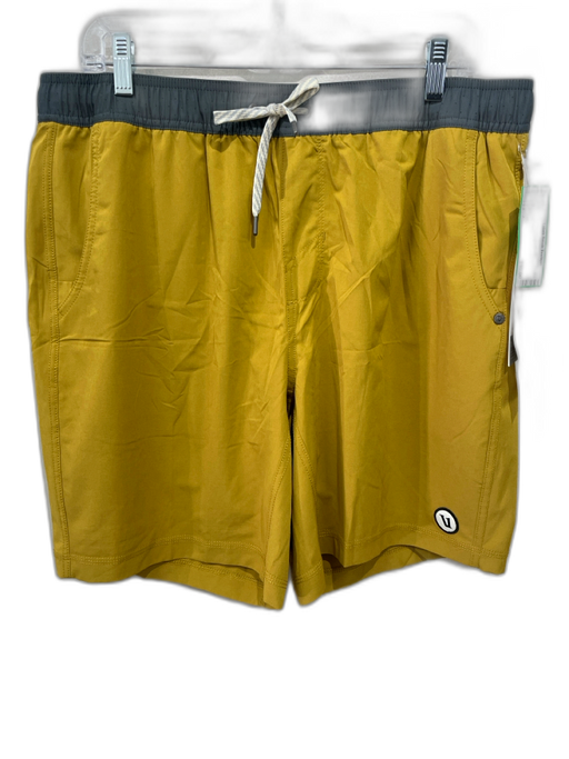 Vuori NWT Size XL Yellow & Gray Print Polyester Blend Athletic Men's Shorts Yellow & Gray Print / XL