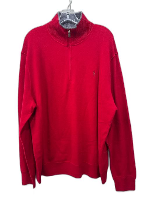 Polo Size XXL Red Cashmere Solid Quarter Zip Men's Sweater Red / XXL