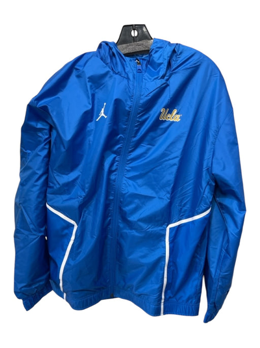 Jordan NWT Size XL Blue & Yellow Synthetic Solid Windbreaker Zip Up Men's Jacket XL