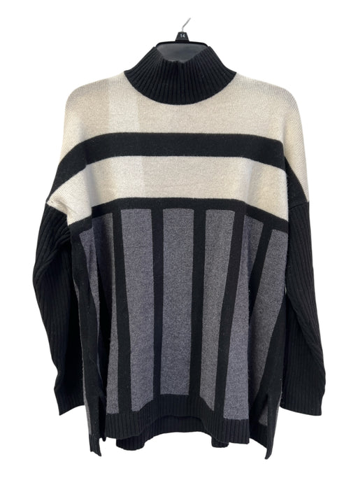 BCBG Maxazria Size XS White Black & Gray Wool Blend Mock Neck Sweater White Black & Gray / XS