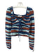 Sea New York Size XS Blue & Brown Merino Wool Long Sleeve Striped Tie Front Top Blue & Brown / XS