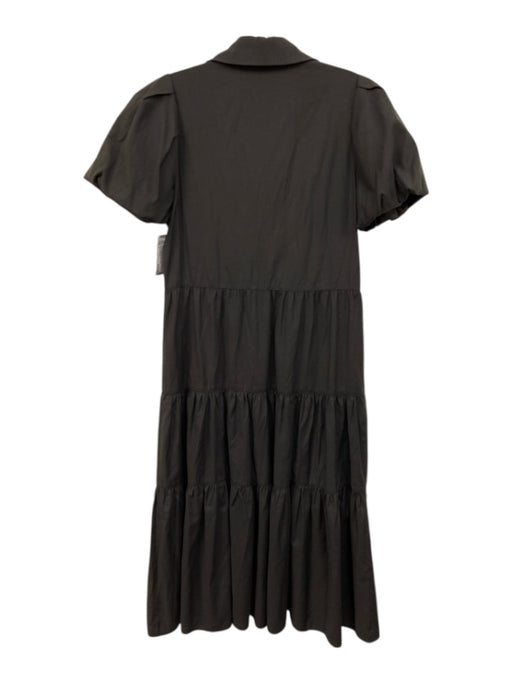 Brochu Walker Size S Black Polyester & Cotton Short Puff Sleeve Buttons Dress Black / S