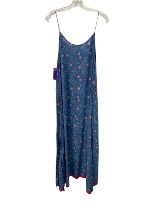 Natalie Martin Size S Blue, Orange, Green Viscose Sleeveless Floral Midi Dress Blue, Orange, Green / S