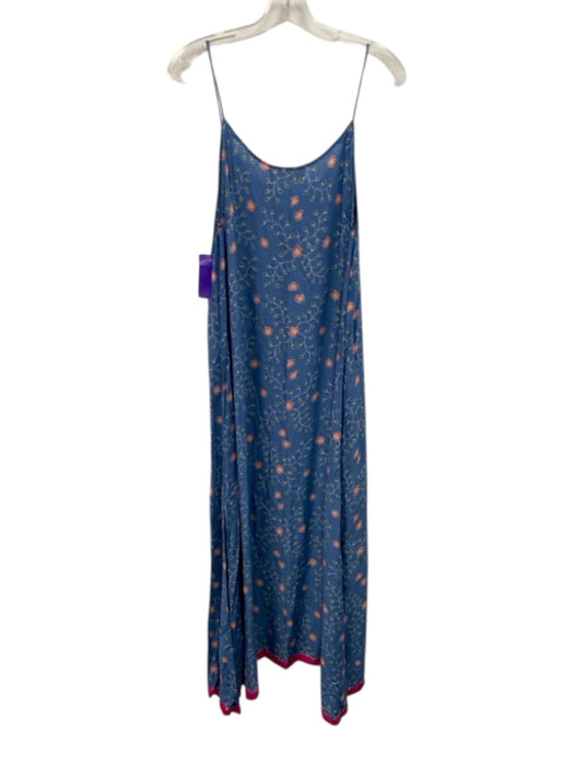 Natalie Martin Size S Blue, Orange, Green Viscose Sleeveless Floral Midi Dress Blue, Orange, Green / S