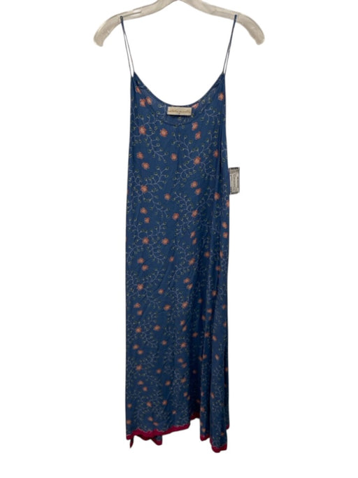 Natalie Martin Size S Blue, Orange, Green Viscose Sleeveless Floral Midi Dress Blue, Orange, Green / S