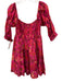Misa Size M Hot pink Cotton Floral 1/2 Sleeve Shirred Bodice Square Neck Dress Hot pink / M