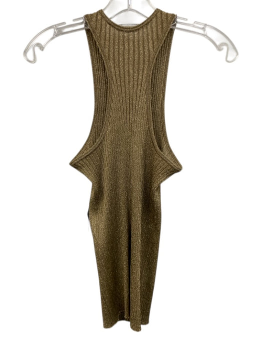 Stella McCartney Size 40 Gold Viscose Blend Metallic Thread Ribbed Knit Tank Top Gold / 40