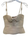 Manning Cartell Size 4 Cream Beige Polyester Blend Accordion Pleats Boned Top Cream Beige / 4