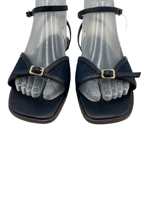 Madewell Shoe Size 8 Navy Blue Leather & Textile Upper Denim Flat Sandals Navy Blue / 8