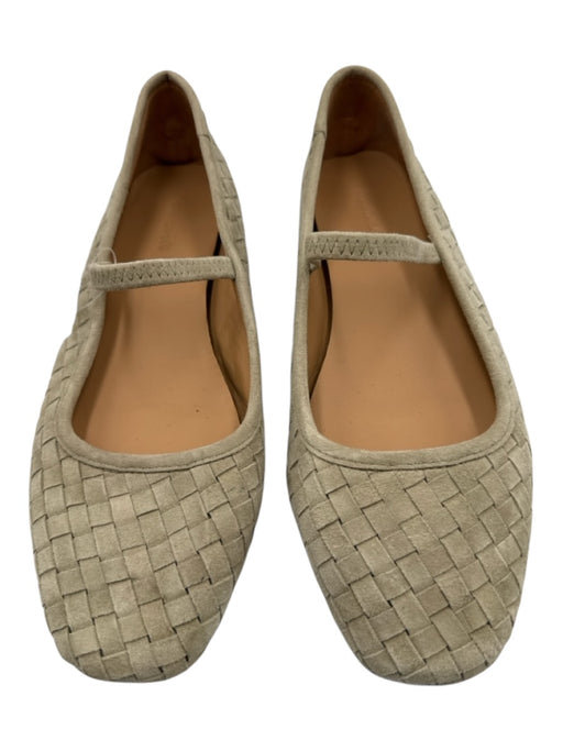 Madewell Shoe Size 8 Taupe Beige Leather Upper Suede Woven Mary Jane Strap Flats Taupe Beige / 8