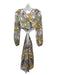 Wayf Size XS White, Yellow, Blue & Pink Polyester Floral Paisley V Neck Dress White, Yellow, Blue & Pink / XS