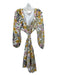 Wayf Size XS White, Yellow, Blue & Pink Polyester Floral Paisley V Neck Dress White, Yellow, Blue & Pink / XS