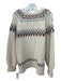 Aqua Size S cream, blue & brown Acrylic Blend Fair Isle Fuzzy Chunky Sweater cream, blue & brown / S