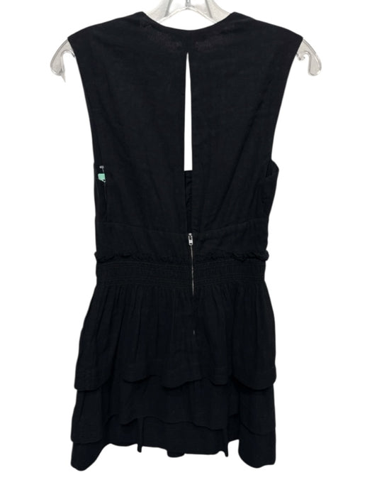 Isabel Marant Etoile Size 36 Black Sleeveless Polka Dot Smocked Ruffle Dress Black / 36