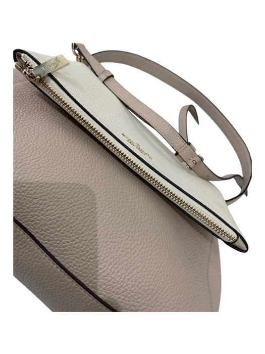 Kate Spade Beige & White Pebbled Leather Shoulder Bag Top Zip Flap Crossbody Bag Beige & White / M