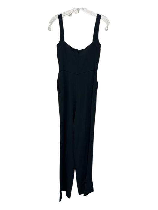 Saloni Size 4 Black Viscose & Acetate Back Zip Crystal Embellished Bow Jumpsuit Black / 4