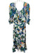 Saloni Size 2 Cream & Multi Silk Blend Sheer Overlay Floral Off Shoulder Dress Cream & Multi / 2