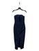 Alexia Maria Size 4 Navy Silk Back Zip Strapless Pencil Back Slit Gown Navy / 4