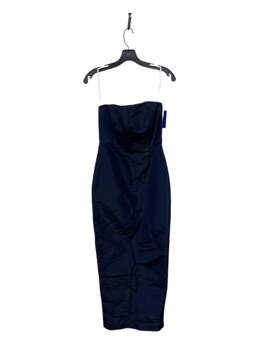 Alexia Maria Size 4 Navy Silk Back Zip Strapless Pencil Back Slit Gown Navy / 4