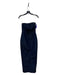 Alexia Maria Size 4 Navy Silk Back Zip Strapless Pencil Back Slit Gown Navy / 4