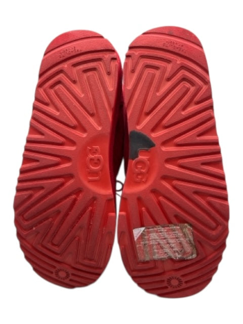 Ugg Shoe Size 5 Red Leather Upper Faux Shearling Solid Lace Up High Top Sneakers Red / 5