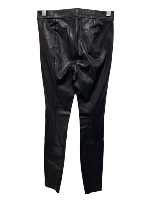 Intermix Size 0 Black Lamb leather Elastic Waist Solid Skinny Ankle Zip Pants Black / 0