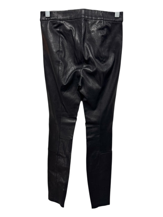 Intermix Size 0 Black Lamb leather Elastic Waist Solid Skinny Ankle Zip Pants Black / 0