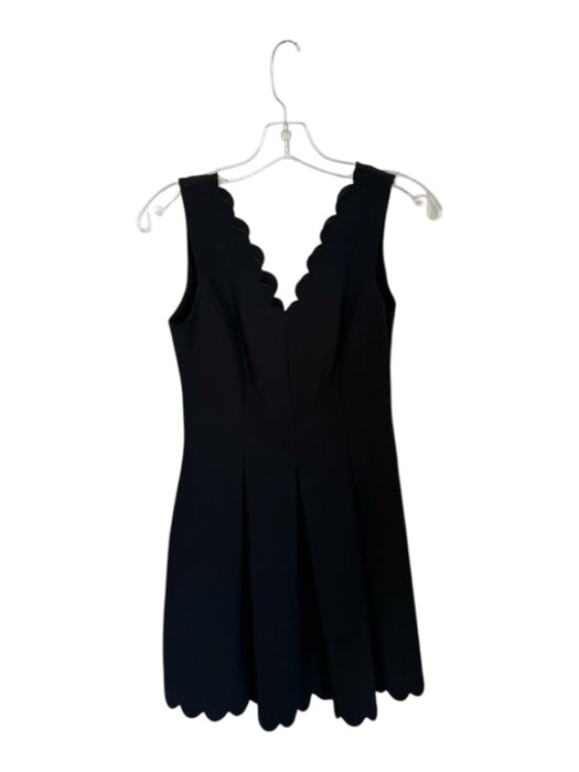 Banana Republic Size 2 Black Polyester Sleeveless Scallopped Hem Pleated Dress Black / 2