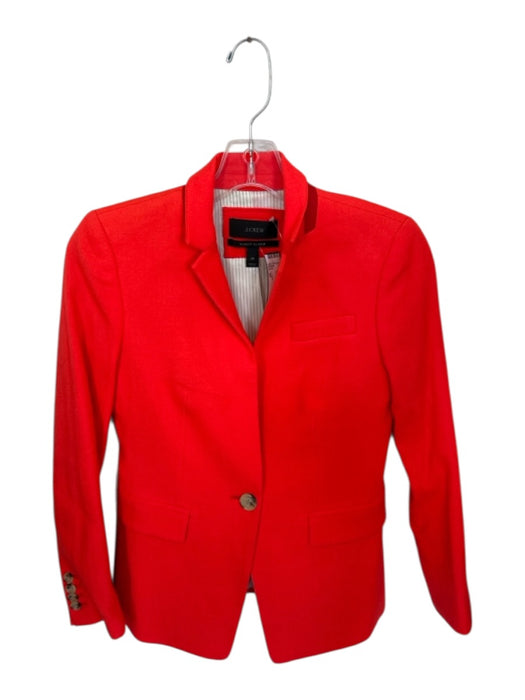 J. Crew Size 0P Neon Orange Wool One Button Blazer Neon Orange / 0P