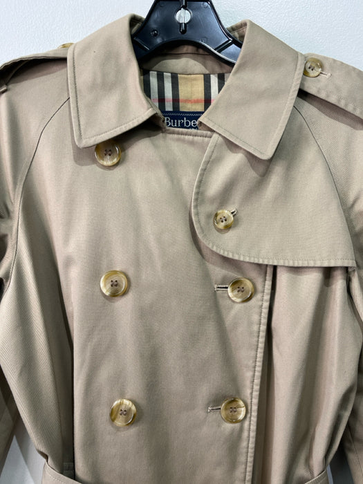 Burberry's Size S/M Beige Cotton Blend Trench Collared Button Up Belt Inc Jacket