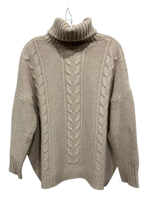 Ann Mashburn Size Medium Tan Beige Wool Blend Long Sleeve Cable Knit Sweater Tan Beige / Medium