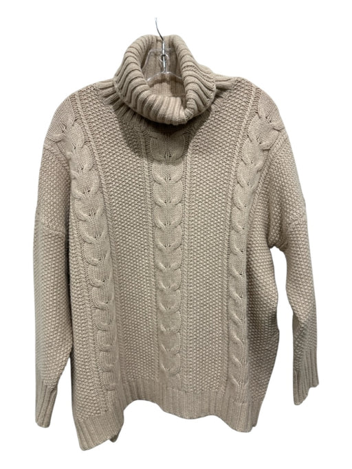 Ann Mashburn Size Medium Tan Beige Wool Blend Long Sleeve Cable Knit Sweater Tan Beige / Medium