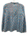 Marea Size Small Light Blue & Pink Cotton Long Sleeve Floral V Neck Top Light Blue & Pink / Small