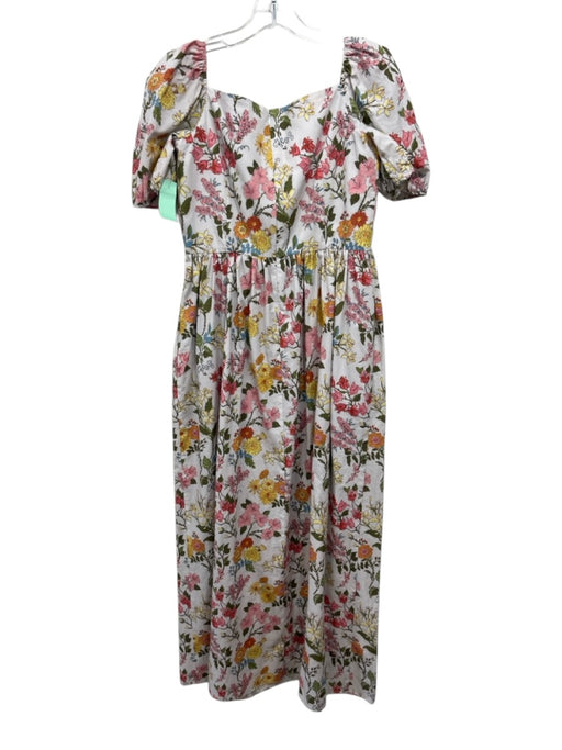 Coco Shop Size S Light Gray, Yellow & Multi Cotton Short Balloon Sleeve Dress Light Gray, Yellow & Multi / S