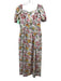 Coco Shop Size S Light Gray, Yellow & Multi Cotton Short Balloon Sleeve Dress Light Gray, Yellow & Multi / S