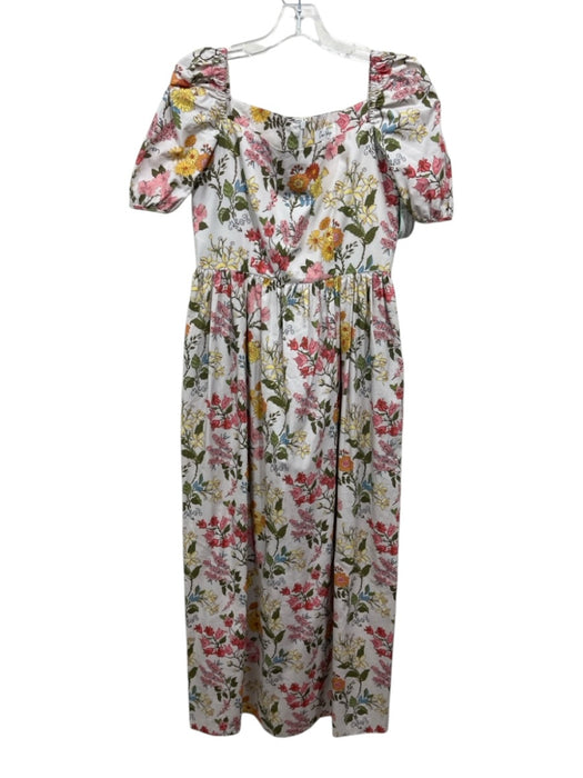 Coco Shop Size S Light Gray, Yellow & Multi Cotton Short Balloon Sleeve Dress Light Gray, Yellow & Multi / S